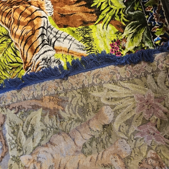 Vintage Silk Tapestry With Bengal Tigers